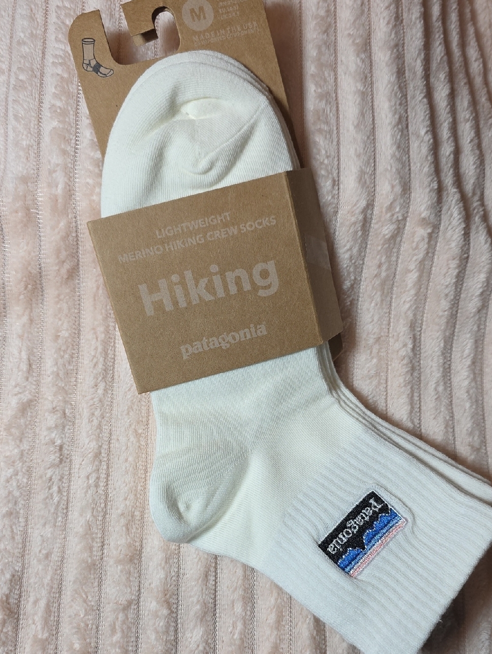 Patagonia Crew Hiking Socks — White, Red, Blue, And Pink